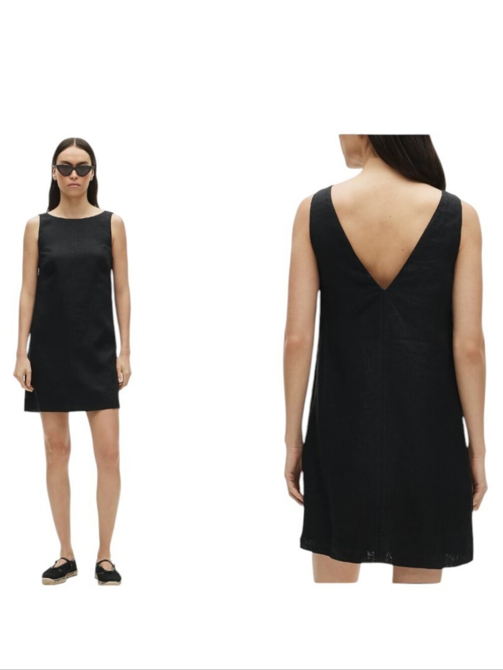 NWT J. Crew Billie Mini dress Linen Black V Neck Size 4 Tall